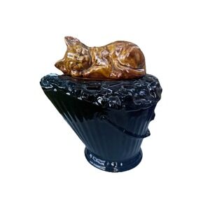 HTF McCoy Kitten on Coal Bucket Cookie Jar, Mint Condition!